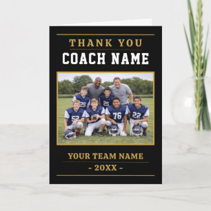 Modern American Football Team Photo Coach Thank You Card
