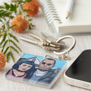 Modern American Gothic Art- Grant Woods Inspired Key Ring