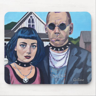 Modern American Gothic Art- Grant Woods Inspired Mouse Pad