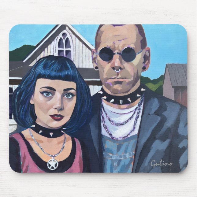 Modern American Gothic  Art- Grant Woods Inspired Mouse Pad (Front)