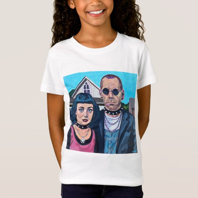 Modern American Gothic Art - Grant Woods Inspired T-Shirt (Front)