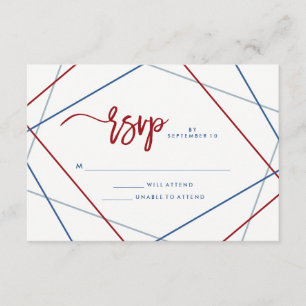 Modern American Patriotic Geometric Wedding RSVP Card