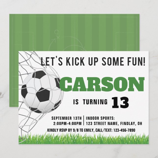 Modern American Soccer Ball Sports Birthday Party Invitation (Front/Back)