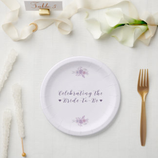 Modern Amethyst Floral Bridal Shower Customised Paper Plate