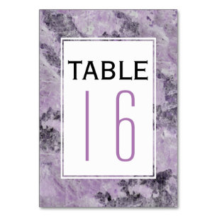 Modern amethyst purple wedding table number
