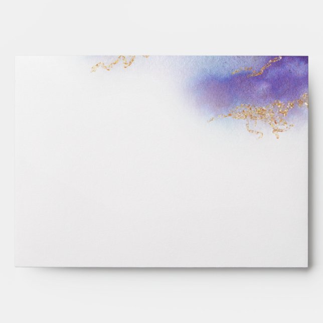 Modern Amethyst Watercolor Geode  BarefootBride™ Envelope (Front)