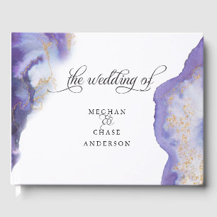 Modern Amethyst Watercolor Geode  BarefootBride™ Guest Book