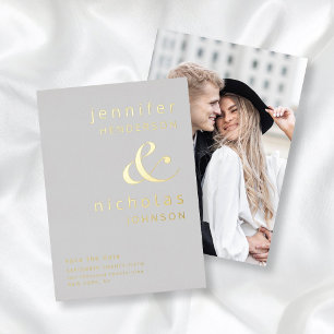 Modern Ampersand Grey Photo Wedding Save The Date