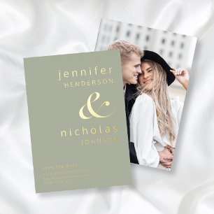 Modern Ampersand Photo Sage Green Save The Date 