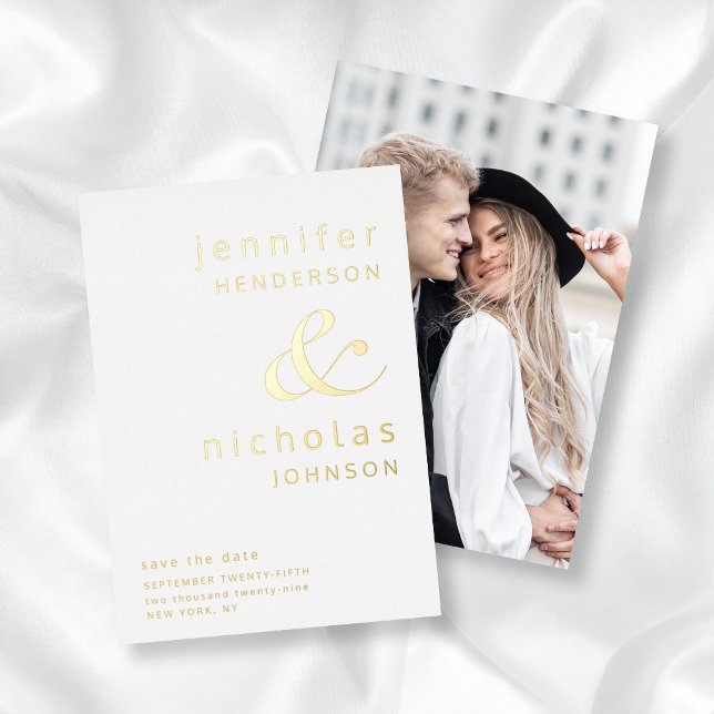 Modern Ampersand Photo Save The Date Gold  (Creator Uploaded)
