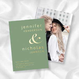 Modern Ampersand Sage Green Photo Save The Date