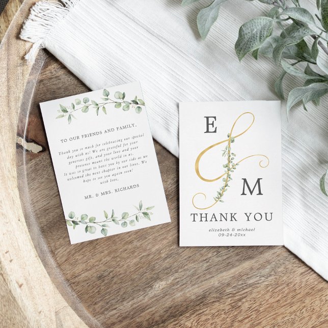 Modern Ampersand Simple Eucalyptus Wedding  Thank You Card (Creator Uploaded)
