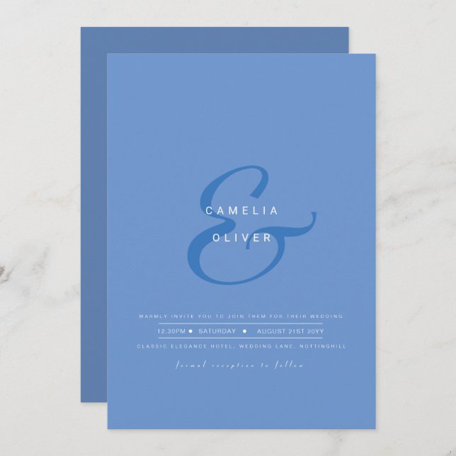 Modern Ampersand Wedding Invite QR Code RSVP (Front/Back)