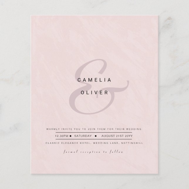 Modern Ampersand Wedding Invite QR Code RSVP (Front)