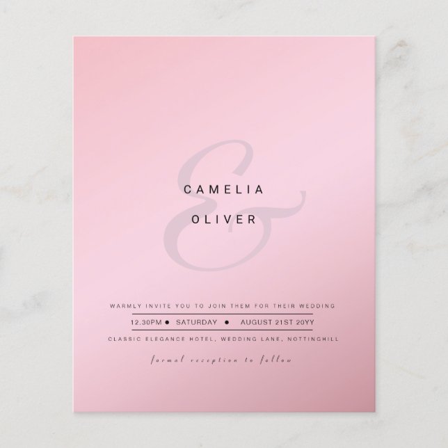 Modern Ampersand Wedding Invite QR Code RSVP (Front)