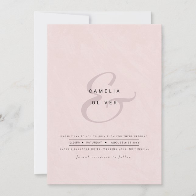 Modern Ampersand Wedding Invite QR Code RSVP (Front)