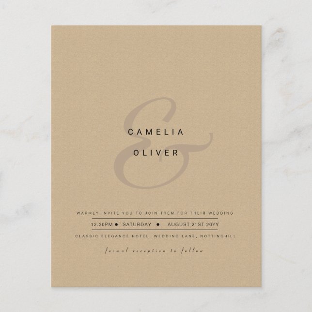 Modern Ampersand Wedding Invite QR Code RSVP (Front)
