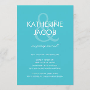 Modern Ampersand Wedding Shower Invites Turquoise