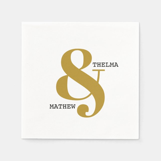 Modern Ampersand with Names Wedding Napkins (Front)
