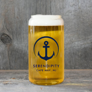 Modern Anchor Boat Logo Can Glass
