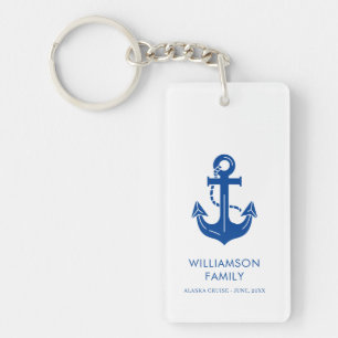 Modern Anchor Nautical Family Cruise Design Key Ring