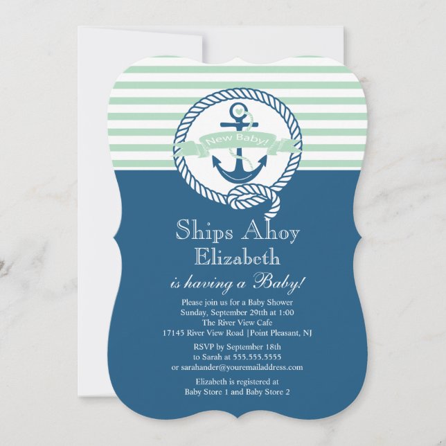 Modern Anchor Nautical Neutral Baby Shower Invitation (Front)