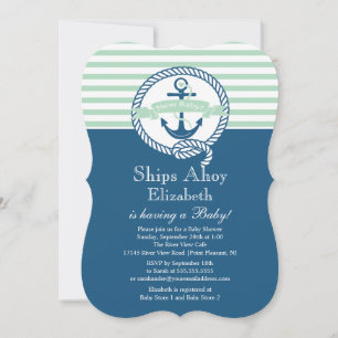 Modern Anchor Nautical Neutral Baby Shower Invitation