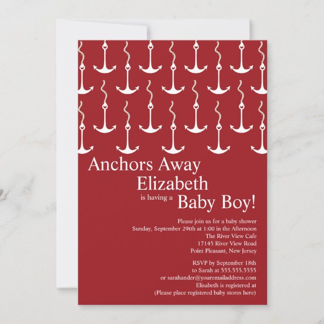 Modern Anchors Away Nautical Baby Shower Invitation (Front)