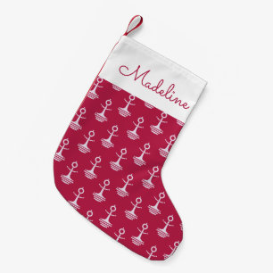 Modern Anchors Pattern   Add Your Name Small Christmas Stocking