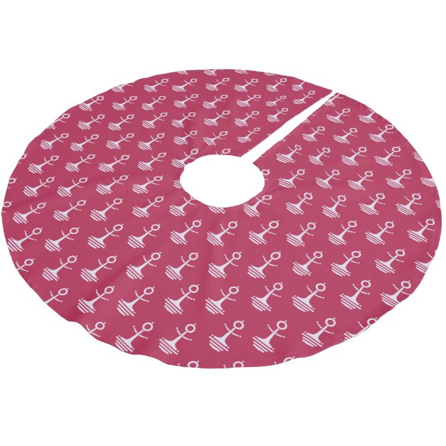 Modern Anchors Pattern Brushed Polyester Tree Skirt (Angled)