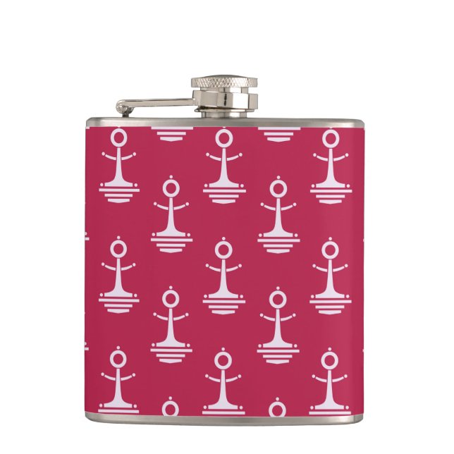 Modern Anchors Pattern Hip Flask (Front)
