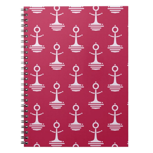 Modern Anchors Pattern Spiral Notebook (Front)