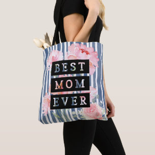 Modern and adorable Best mum ever l Stripes Tote Bag