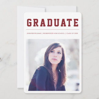 Modern and Bold graduation announcement Maroon