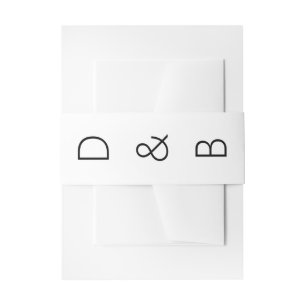 Modern and Bold Initial Black White Wedding  Invitation Belly Band