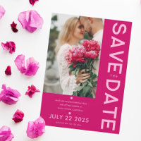 Modern and Bold Magenta Photo Save The Date