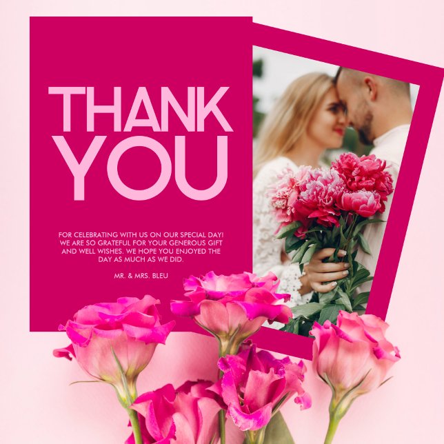 Modern and Bold Magenta Photo Thank You Card (Creator Uploaded)