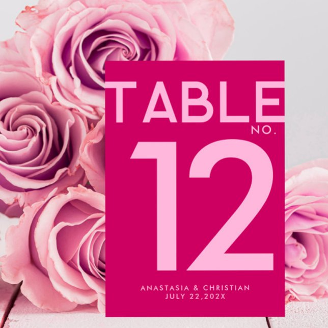 Modern and Bold Magenta Table Number (Creator Uploaded)