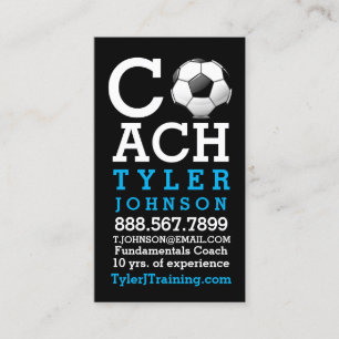 Modern and Bold Soccer Coach Business Card