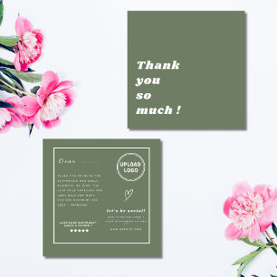 Modern and chic green order thank you square business card