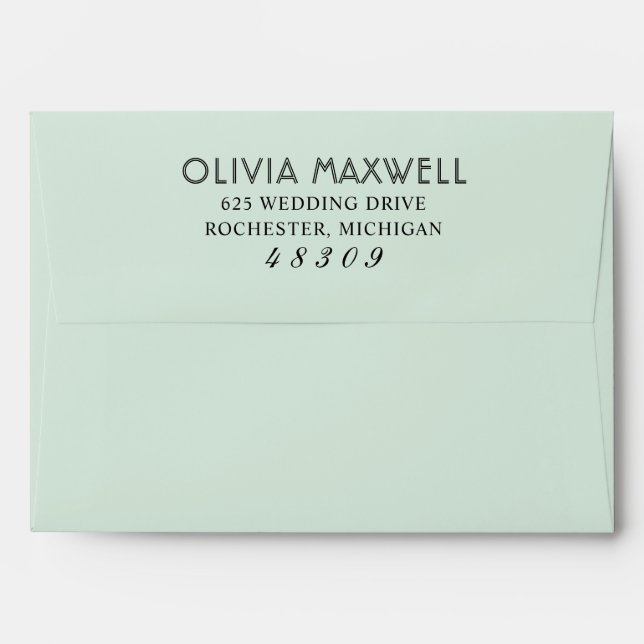 Modern and Chic Mint Green Wedding Envelope (Back (Top Flap))