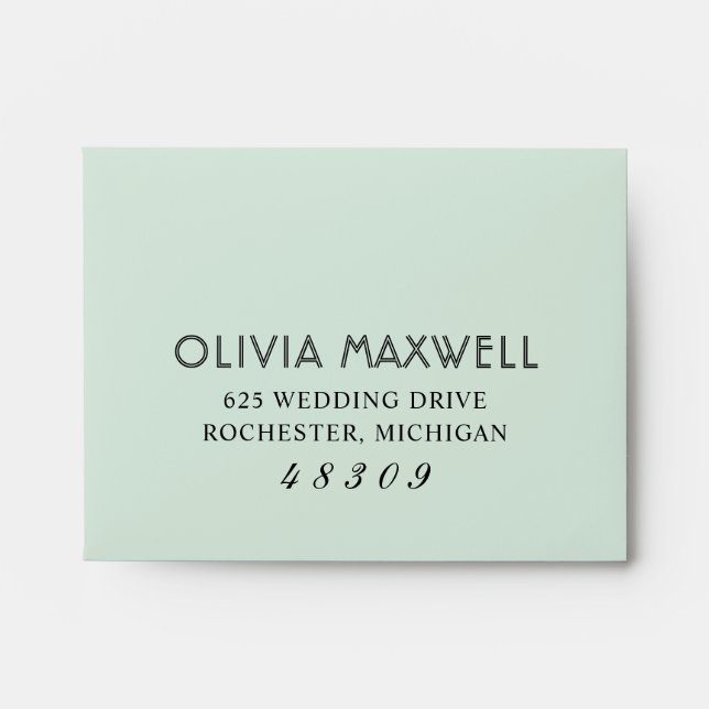 Modern and Chic Mint Green Wedding Envelope (Front)