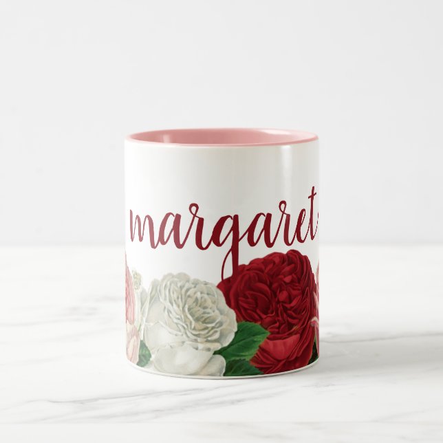 Modern and Chic Script Floral Coffee Mug (Center)