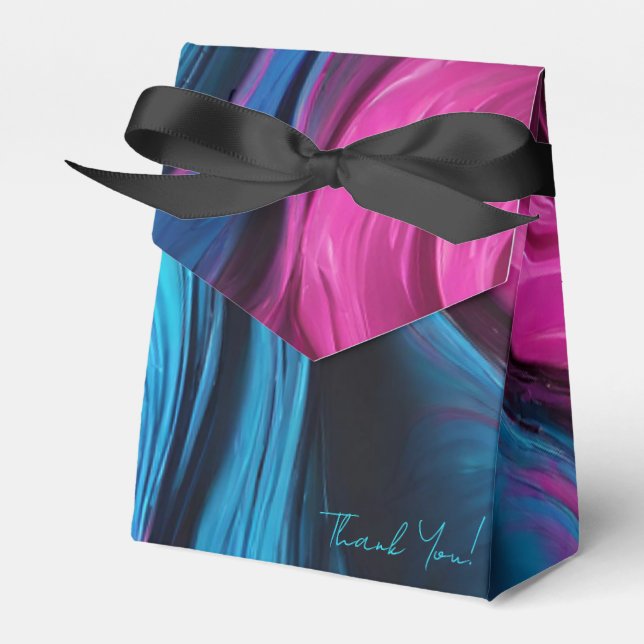 Modern and Chic Wedding-Blue and Pink- Favour Box (Front Side)