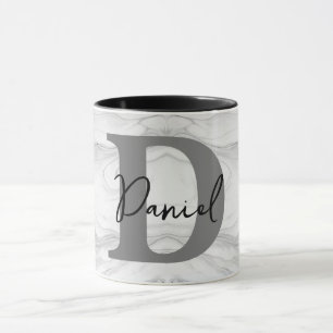 Modern and Classic Marble Monogram Letter D Mug
