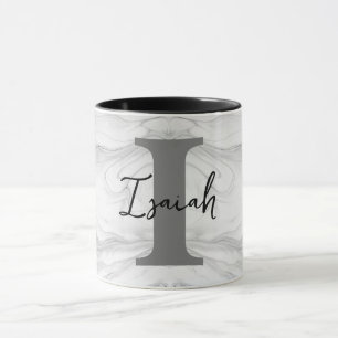 Modern and Classic Marble Monogram Letter I Mug