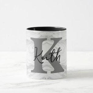 Modern and Classic Marble Monogram Letter K Mug