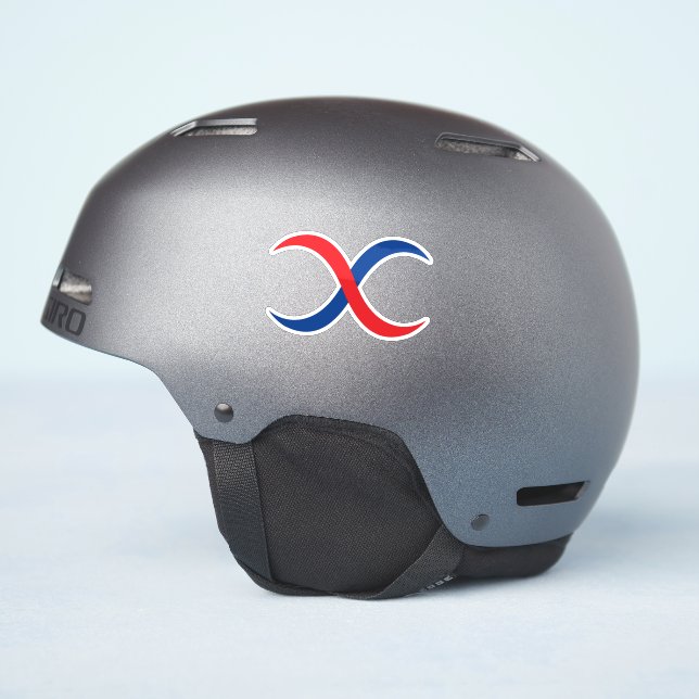 Modern and Classic Red and Blue Letter X Monogram (Helmet Side)