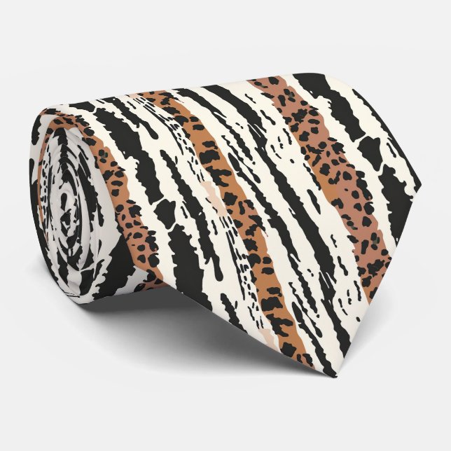 Modern and Colourful Animal Print Tie (Rolled)
