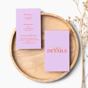 Modern and Colourful Wedding Details Enclosure Car RSVP Card